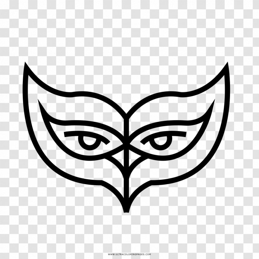 Drawing Carnival Mask Black And White - Flower Transparent PNG