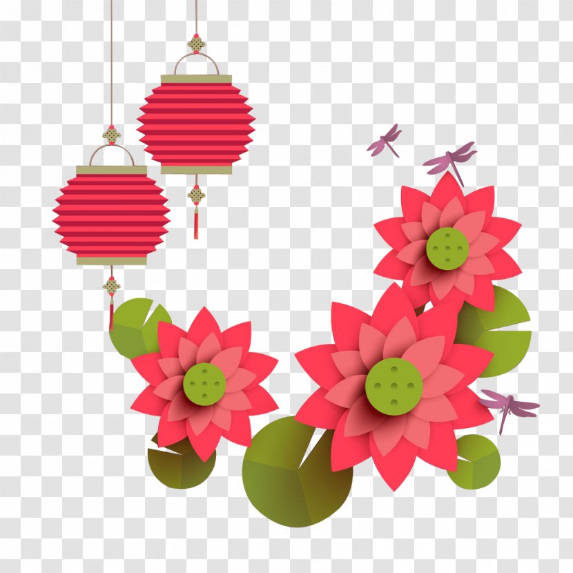 Budaya Tionghoa Mid-Autumn Festival Chinese New Year - Christmas Ornament - Lotus Lanterns Transparent PNG