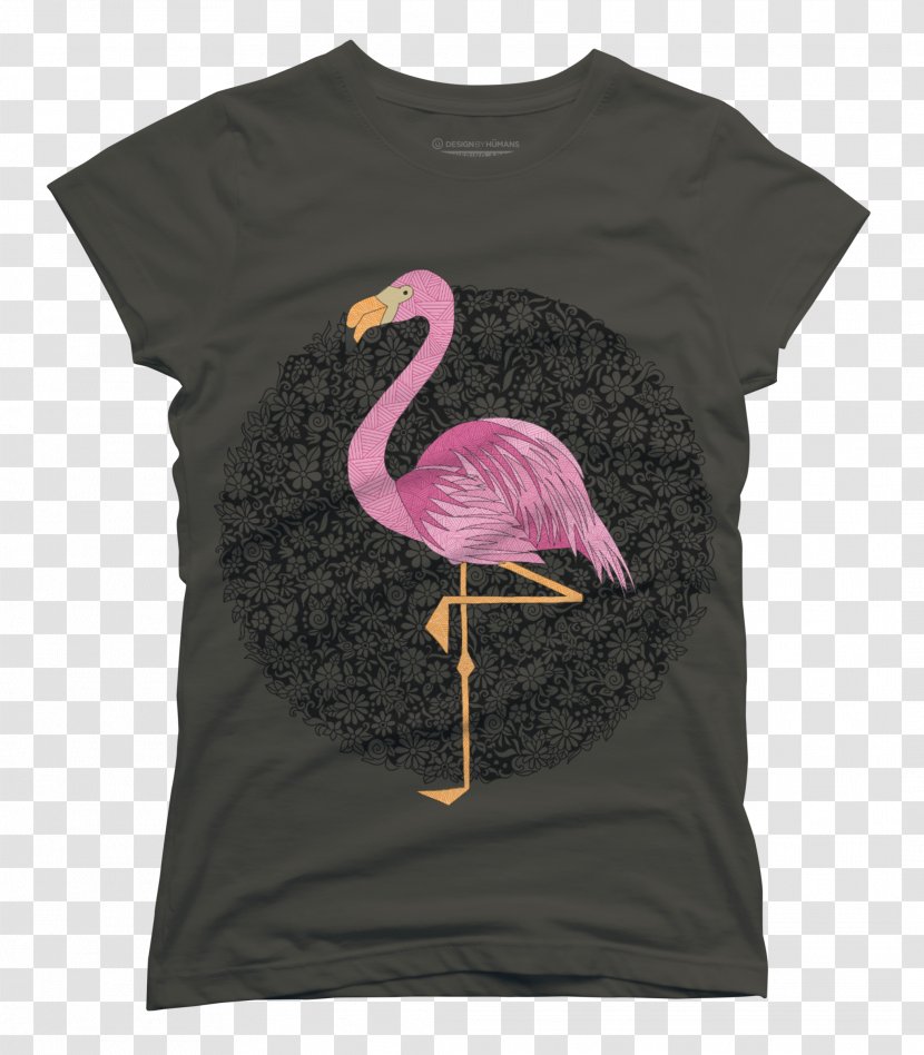 T-shirt Hoodie Top Crew Neck - Pink - Flamingo Printing Transparent PNG