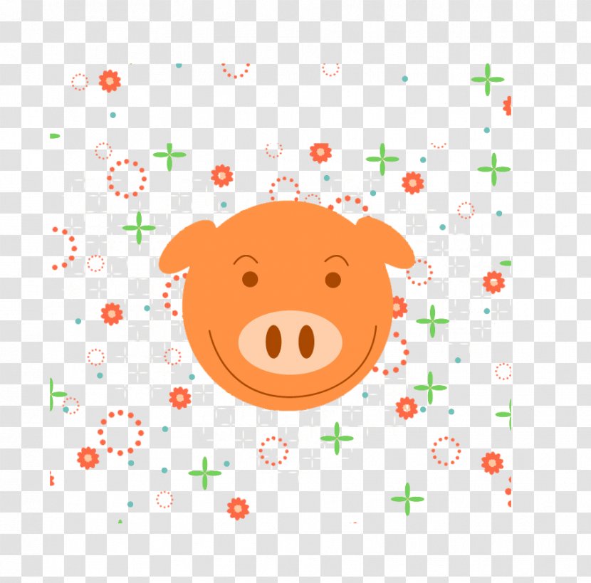 Cartoon Euclidean Vector - Color - Orange Smiling Pig Transparent PNG