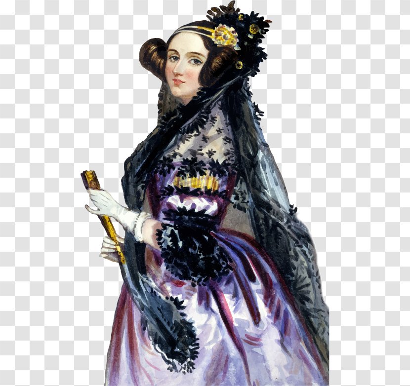 Ada Lovelace Computer History Museum Programmer Analytical Engine - Purple - Woman Watercolor Transparent PNG