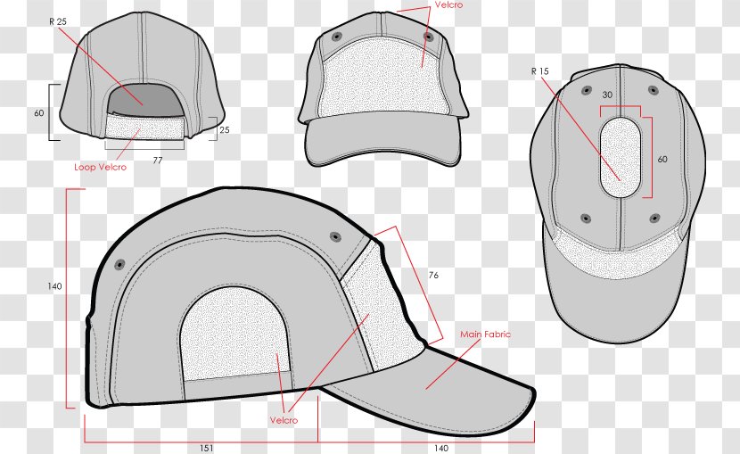 Hat Baseball Cap Dimension Privateer - Sewing Pattern Transparent PNG