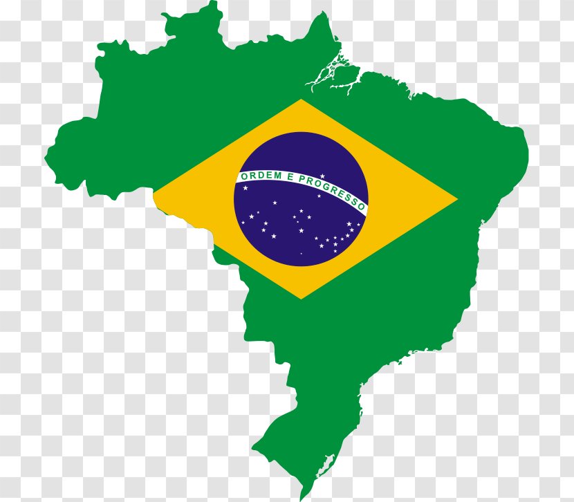 Flag Of Brazil Map National - Vector - Clipart Transparent PNG