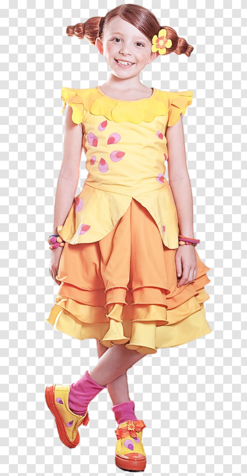 Clothing Yellow Pink Dress Day - Textile Ruffle Transparent PNG
