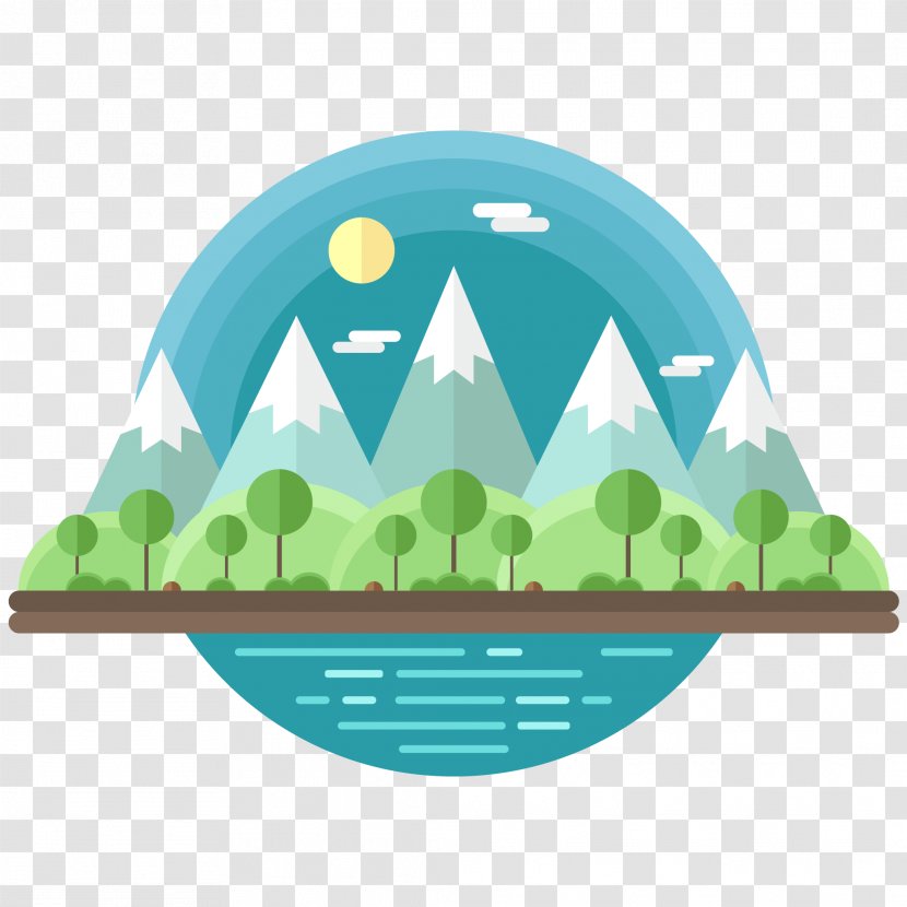 Vector Mountain And Trees - Illustration - Green Transparent PNG