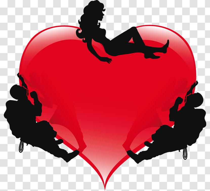 Heart Love Romance Silhouette - Cartoon Transparent PNG