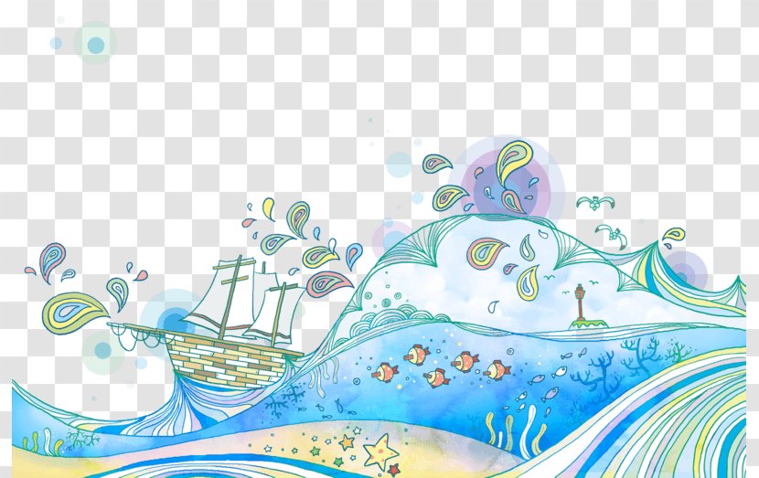 Image Illustration Wind Wave Design Cartoon - Vertebrate - Water Resources Transparent PNG