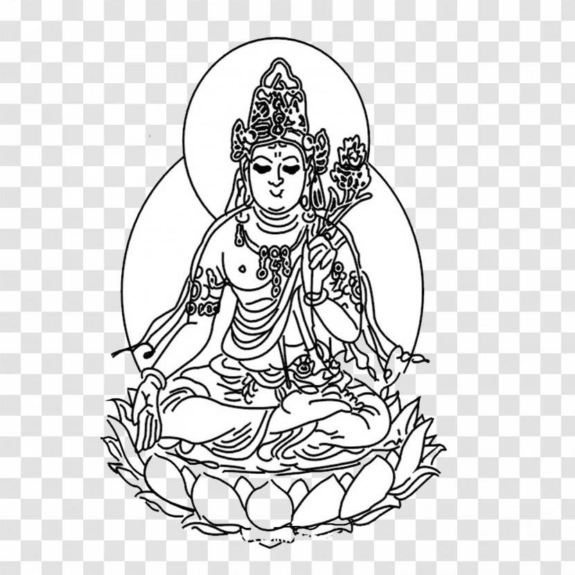 Guanyin Line Art U5a18u5a18 - Bodhisattva - Jade Goddess Of Mercy Transparent PNG