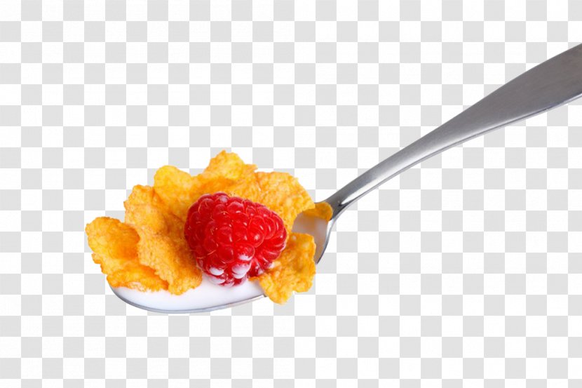 Breakfast Cereal Corn Flakes Spoon Milk - Fruit - Flake Transparent PNG