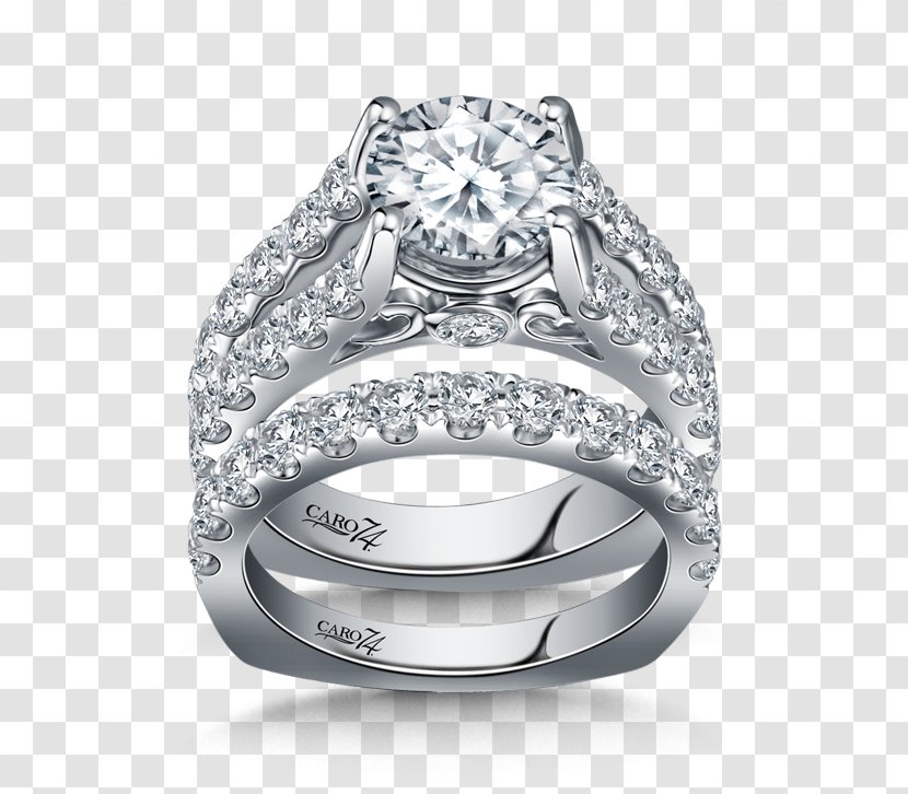Wedding Ring Silver Diamond Białe Złoto - Settings Transparent PNG