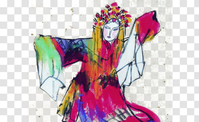 Peking Opera Four Beauties Figure Painting History Of China - Modern Art - Stage Sketch Transparent PNG