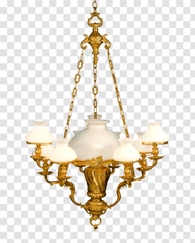 Chandelier Lighting Light Fixture Brass - Louis Quinze - Glowing Transparent PNG