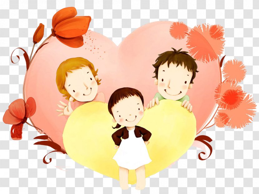 Family Cartoon Illustration - Heart - Honor Their Parents Elders Transparent PNG