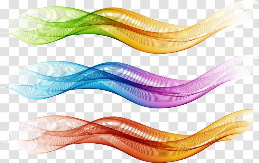 Three Color Waves Elegant Dividing Line - Close Up Transparent PNG