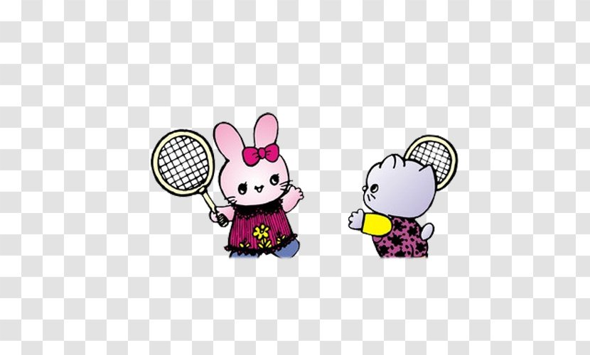 Badminton Cartoon Racket - Yonex - Hand-painted Bunny Kitten Creative Transparent PNG