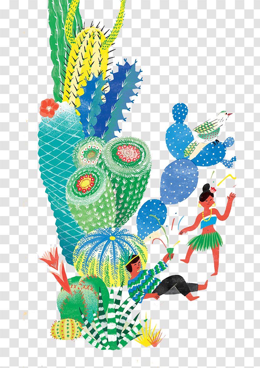 Graphic Design Poster Illustration - Printmaking - Painted Cactus Transparent PNG