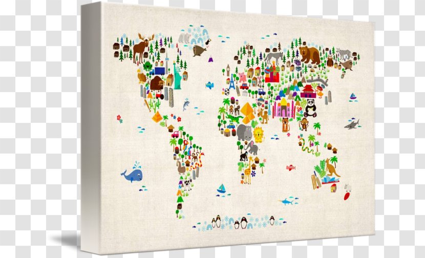 World Map Art Canvas Print - Allposterscom Transparent PNG