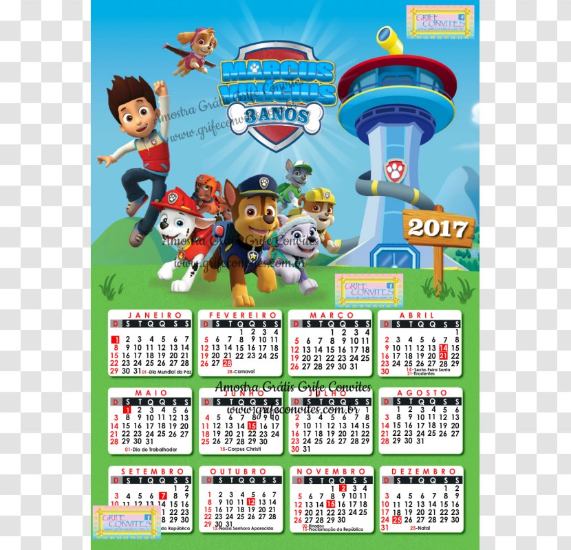 Calendar Paper Patrol Art - Grife Convites - Patrulha Transparent PNG