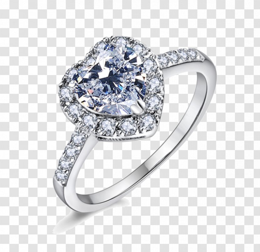 Engagement Ring Wedding Platinum Diamond - Simulant - Heart Photos Transparent PNG