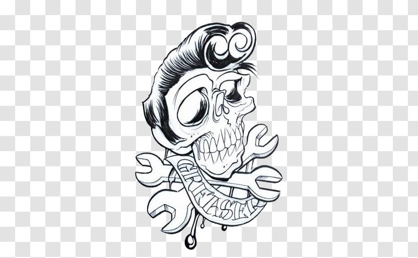 Tattoo Greaser Flash Skull Clip Art - Flower Transparent PNG