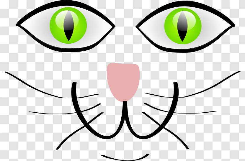 Perfect Cats Whiskers Felidae Clip Art - Green Cartoon Cat Face Transparent PNG