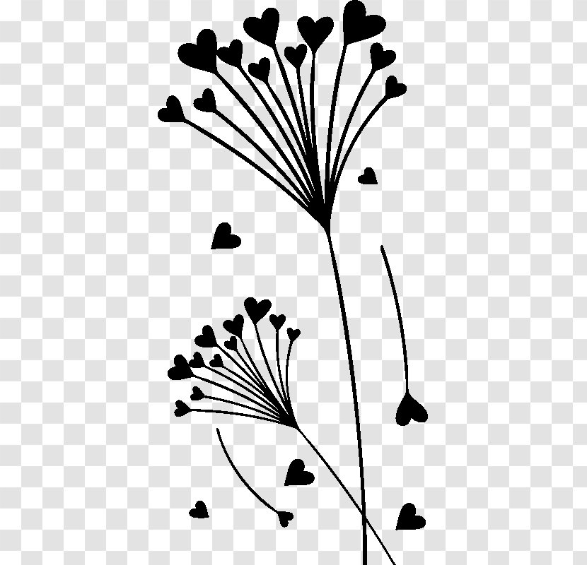 Twig Leaf Plant Stem Floral Design Petal - Black M - Fleur En Forme De Coeur Transparent PNG