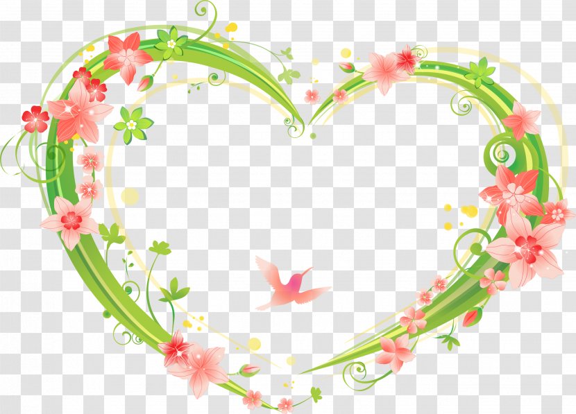 Heart - Cartoon - Heart-shaped Flowers Frame Transparent PNG