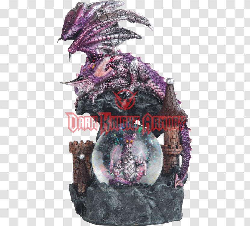 Snow Globes Metallic Dragon Figurine Statue - Metal - Purple Castle Transparent PNG