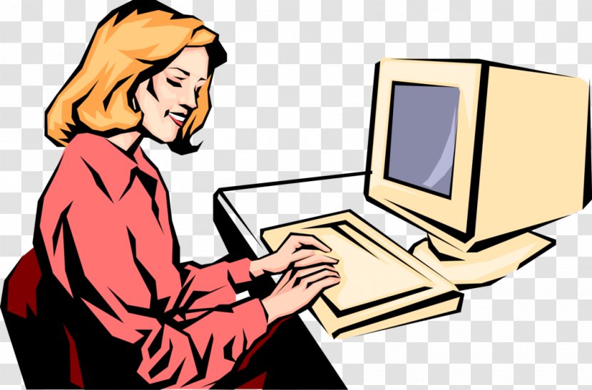 Computer Woman Typing Clip Art - Frame Transparent PNG