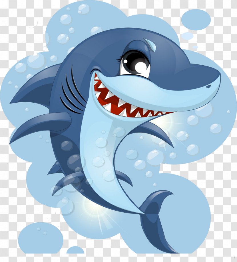Great White Shark Cartoon Cuteness - Black And - Cute Big Transparent PNG