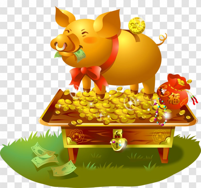Gold Coin Chinese New Year - Livestock - Toy Animation Transparent PNG