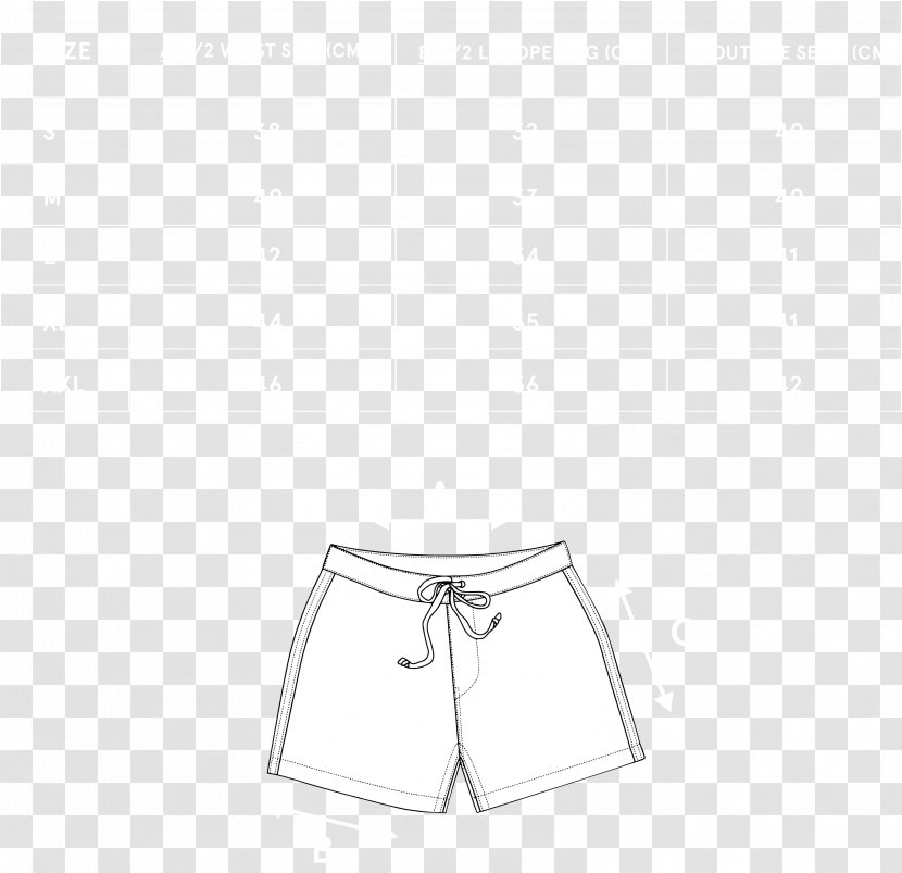 White Line - Black And - Swim Short Transparent PNG