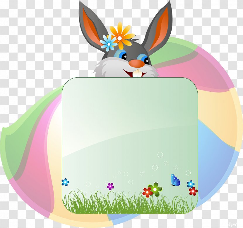 Easter Bunny Rabbit Hare Clip Art - Egg - Flowers Transparent PNG