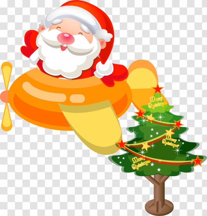 Santa Claus Airplane Christmas Gift Icon Transparent PNG