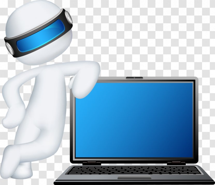 Laptop Dell Computer Repair Technician Installation - Technical Support - 3D Vector People With Transparent PNG