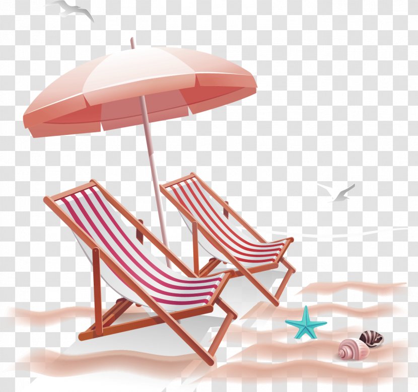 Beach Chair Umbrella Clip Art - Outdoor Furniture - Brown Simple Decoration Pattern Transparent PNG
