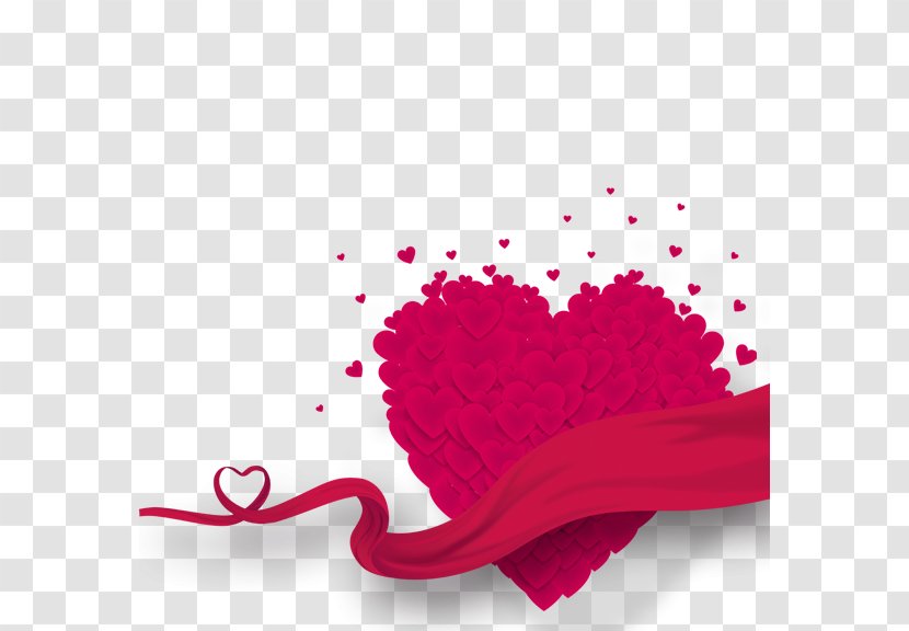 Valentine's Day Party Heart Flyer Love - Silhouette - Red Ribbon Transparent PNG
