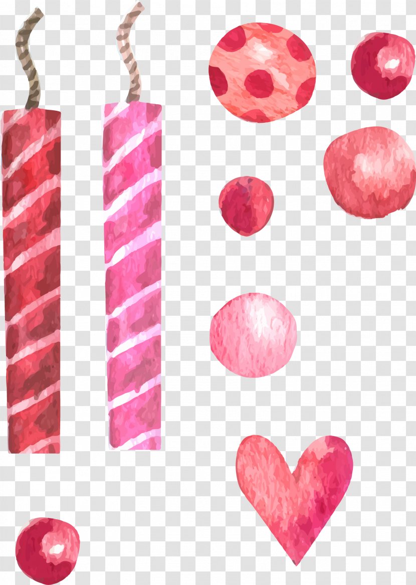 Birthday Cake Illustration - Pink - Vector Drawing Candle Transparent PNG