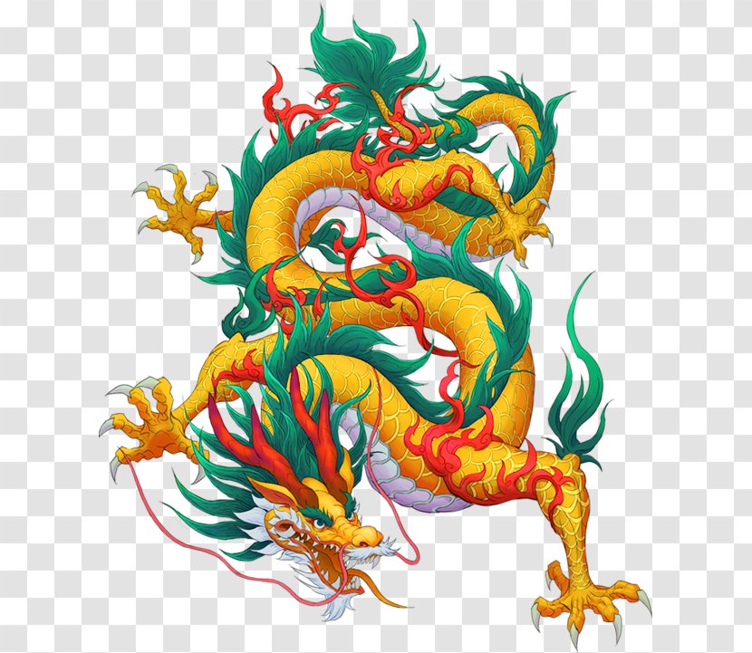 China Chinese Dragon Illustration - Yellow Decorative Pattern Transparent PNG