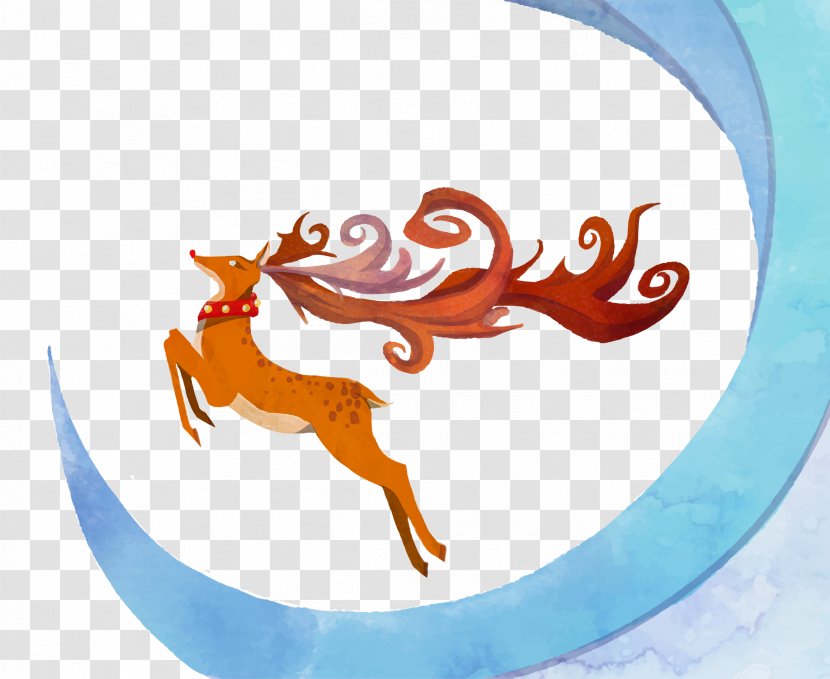 Reindeer Clip Art - Fictional Character - Vector Painted Deer Transparent PNG