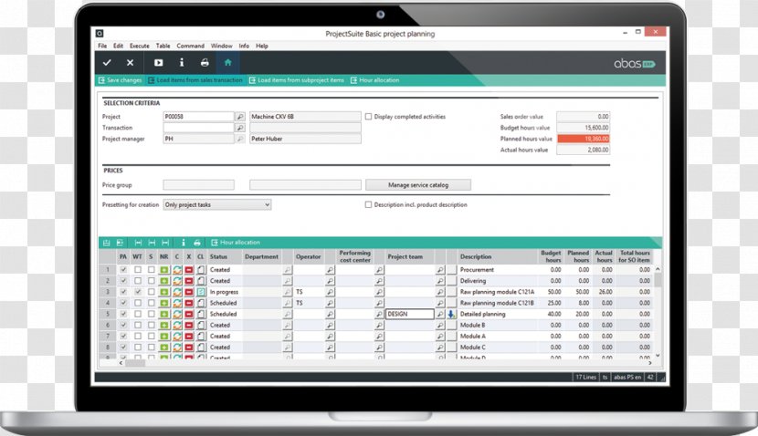 Enterprise Resource Planning Abas ERP Computer Software Project Management - Electronics - Screenshot Transparent PNG