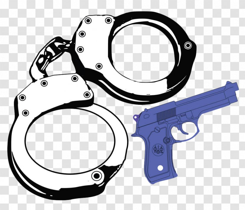 Police Officer Handcuffs Firearm Clip Art - Hand Drawn And Guns Transparent PNG