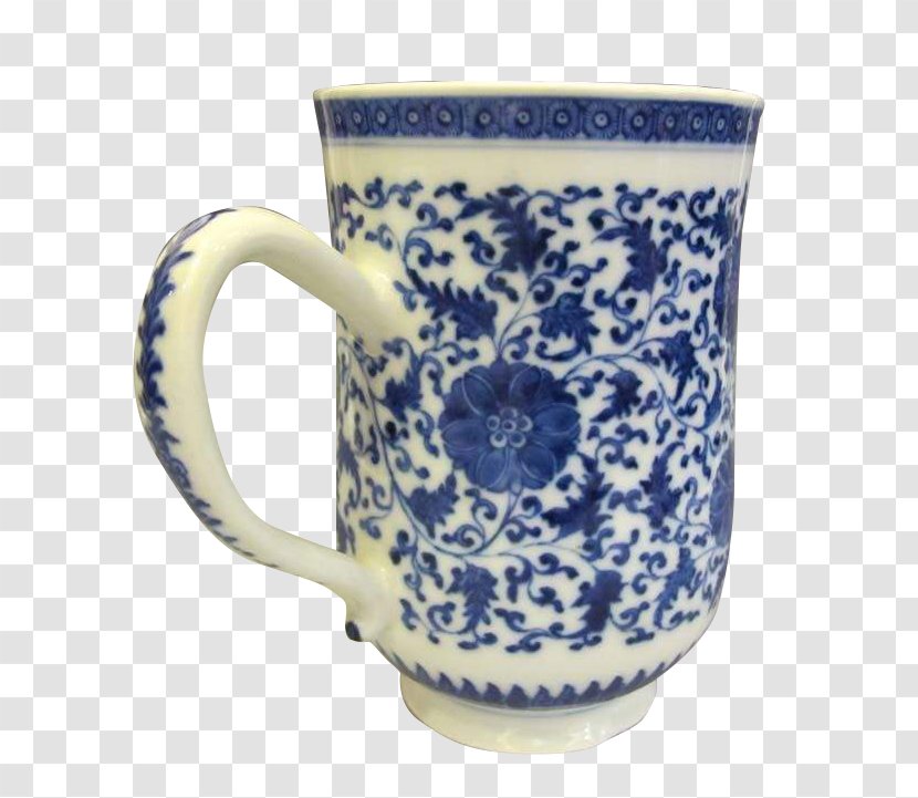 Blue And White Pottery Ceramic Coffee Cup Mug Porcelain - The Lotus Transparent PNG