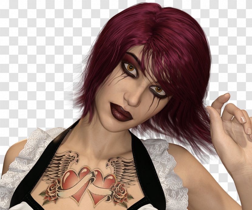 Tattoo Black-and-gray Black Hair Woman Arm - Bangs Transparent PNG