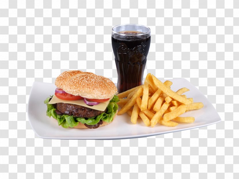 French Fries Breakfast Sandwich Cheeseburger Full Veggie Burger - Restaurant Transparent PNG