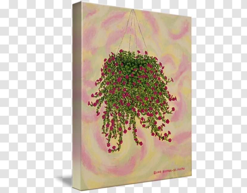 Floral Design Acrylic Paint Pink M Resin - Hanging Basket Transparent PNG