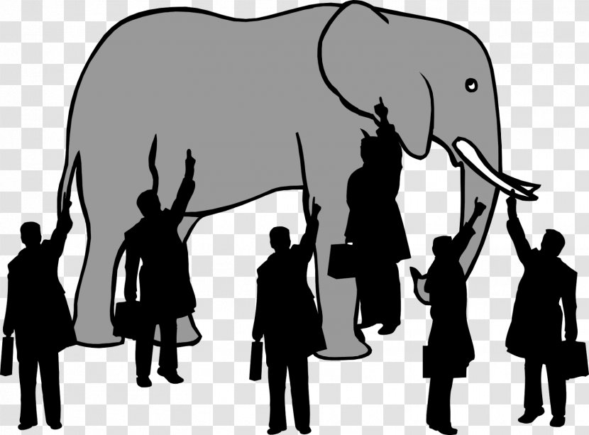 Blind Men And An Elephant System In The Room Thought - Black White - Elephants Transparent PNG