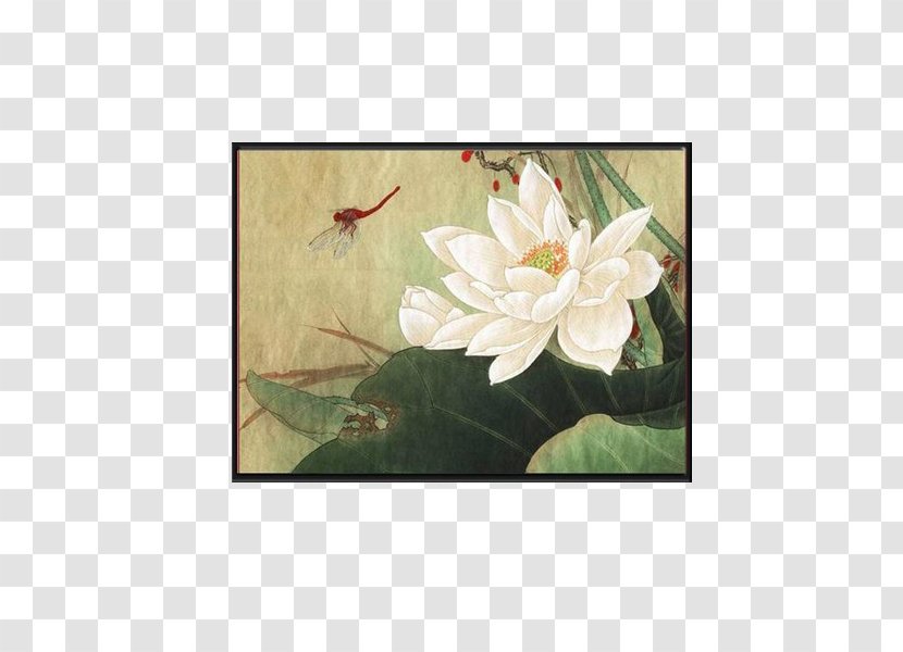 Shop Tranh Thxeau Chu1eef Thu1eadp Minh Nhu1eadt Nelumbo Nucifera Painting Art - Flora - Pure Chinese Style Hand-painted Oil Paintings Transparent PNG