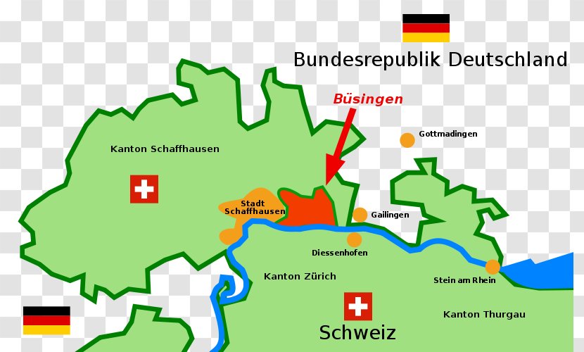 Büsingen Am Hochrhein Enclave And Exclave Germany–Switzerland Border High Rhine Anklav - Green Transparent PNG