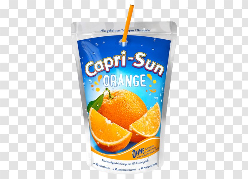 Orange Juice Squash Drink Capri Sun - Food Transparent PNG